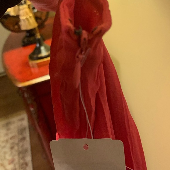 Clothing Co. Lined Persimmon A-line Midi Pleated Laced Hem Zipper. M - Picture 4 of 7